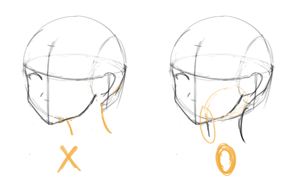 左边这个会让人感觉是主动伸长了脖子，吔屎啦你那种感觉，但画完后我又觉得左边这个其实也有可取之处，右边反而下颌画短了