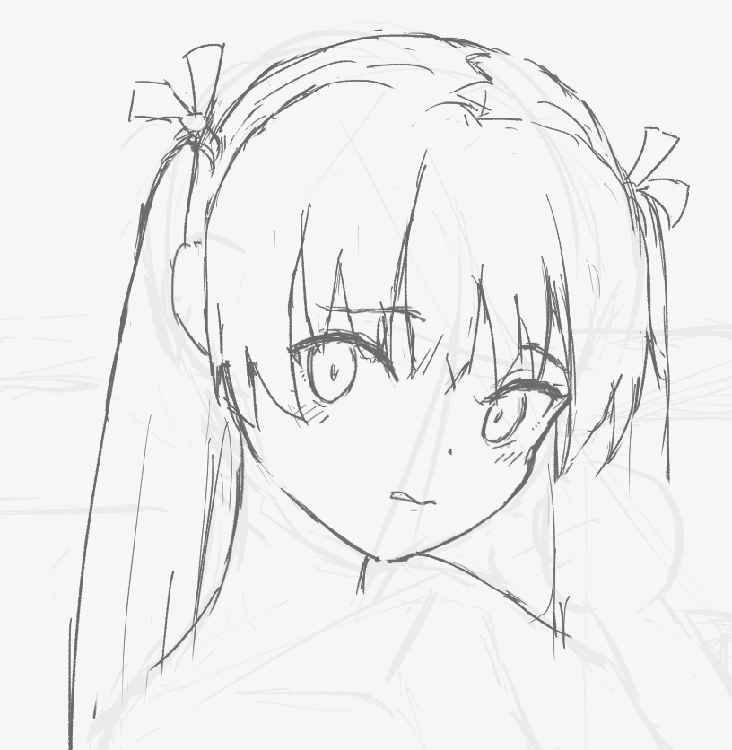 不可爱了！虽然还是蛮可爱啦，其实现在头发也没画完，我只会照着立绘抄头发，不知道该怎么原创……需要专门学习